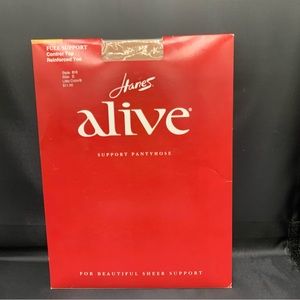 Hanes Alive Full Support Pantyhose Control Top Reinforced Toe Little Color Sz E